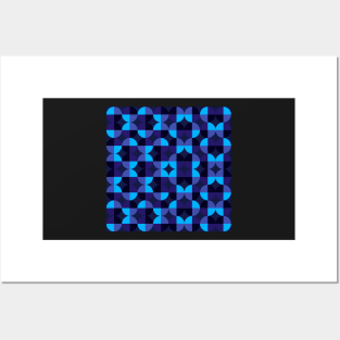 blue op art pattern Posters and Art